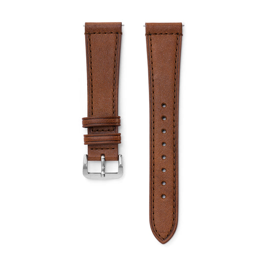 Brown leather bracelet with steel buckle