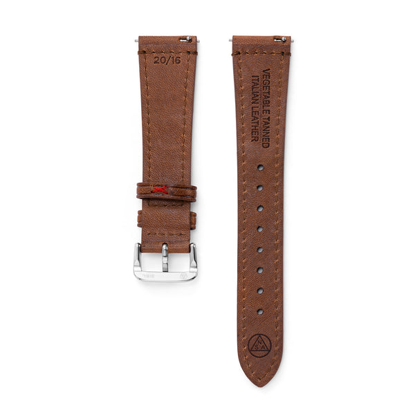 Brown leather bracelet with steel buckle