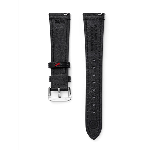 Black leather bracelet with steel buckle